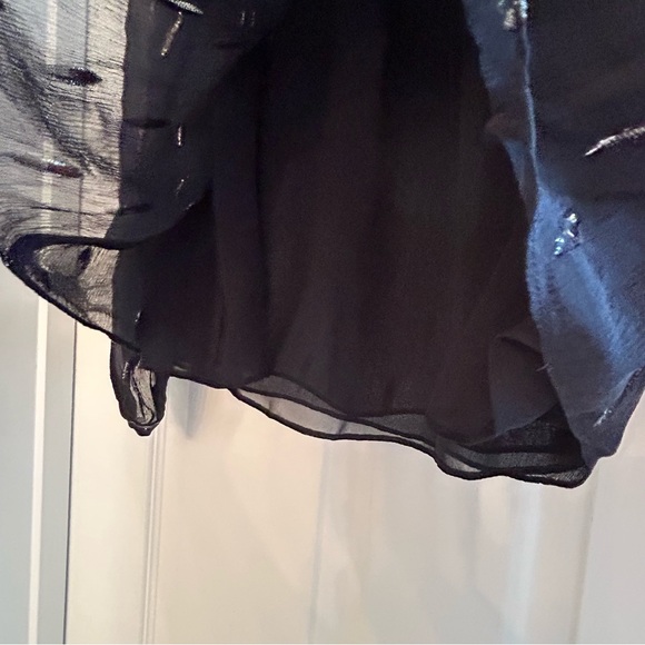 Rebecca Taylor Silk Metallic Chiffon Long Sleeve Top Size 6 - Picture 9 of 12